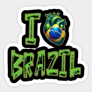 I Love Brazil Real Heart Flag Pride Sticker